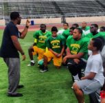 Geo delivers a passionate speech to football team